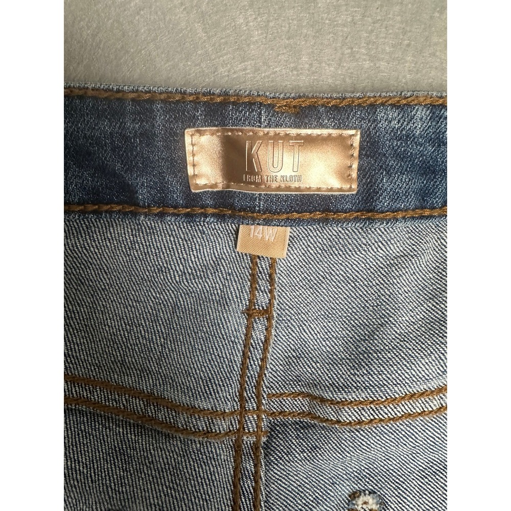 KUT from the Kloth Sienna Wide Leg High Rise Cuffed Crop Jeans Blue 14W - Picture 3 of 8